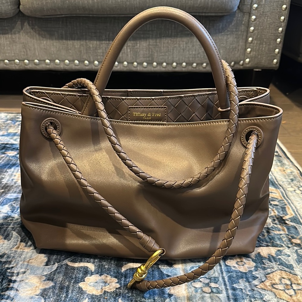Tiffany & Fred Brown Leather Tote Bag